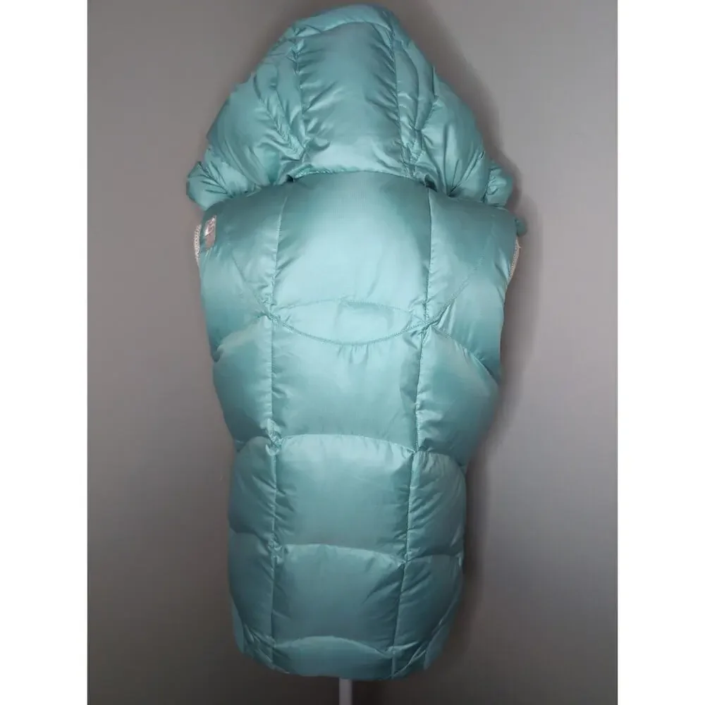 Snowboarding winter Y2k puffy aqua blue med hooded puffer vest